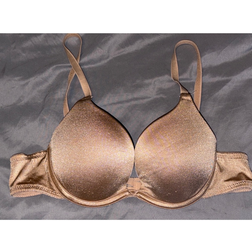 Vassarette Beige Satin Push-up Underwire Bra,‎ Size 34A